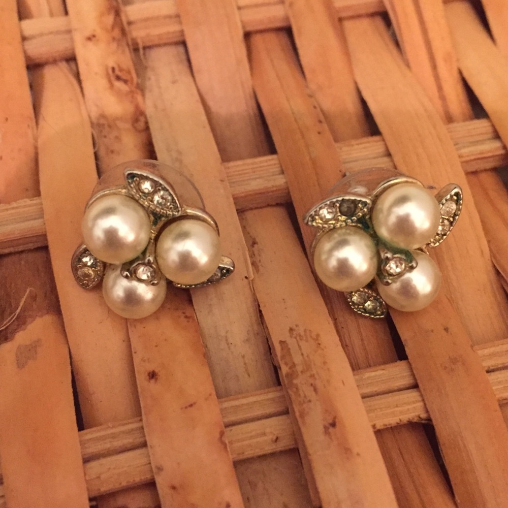 J. Crew faux pearl and diamond earrings